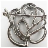 Black Jewel Rose white Base Metal Brooch .