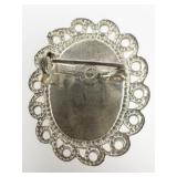 Simulated Mabe Pearl White Base Metal Brooch .