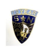 10 Year - Sons Of Norway Champleve Enamel Yellow Base Metal Lapel Pin.