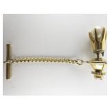 Vintage Tall Claw Set, Simulated Pearl Yellow Base Metal Tie Tac.