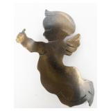 Hand Made Cherub Patinated Copper Brooch .