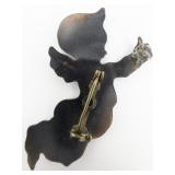 Hand Made Cherub Patinated Copper Brooch .