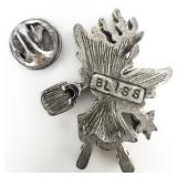 BLISS Red Enamel Dress, Glitzy Angel, Base Metal Lapel Pin.