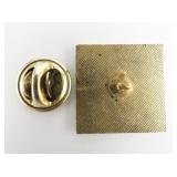 Red And White Enamel Sailboat Yellow Base Metal Lapel Pin.