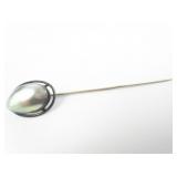 Sea Of Cortez Mabe Pearl Vintage (Antique?)Sterling Silver Stick Pin, Set With Sea Of Cortez Mabe Pearl .