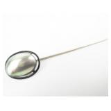 Sea Of Cortez Mabe Pearl Vintage (Antique?)Sterling Silver Stick Pin, Set With Sea Of Cortez Mabe Pearl .