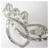 Vintage Fancy Rhinestone White Base Metal Brooch.