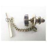 Swank Hematite? White Base Metal Tie Tac.