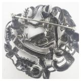 Peruzzi (Italy) Virgo Lady With Grapevine Design Sterling Silver Pendant/Brooch.