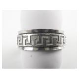 Greek Key Spinning Base Metal Ring. Size 9 - 9.25.