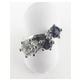 Blue & White CZ 3 Stone 915 Silver Ring. `