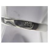 Blue & White CZ 3 Stone 915 Silver Ring. `