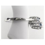 Blue & White CZ 3 Stone 915 Silver Ring. `