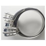 Blue & White CZ 3 Stone 915 Silver Ring. `