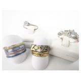 Various Makers Group Of 10 Base Metal Rings. Size 7-7.75.