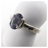 Mystic Topaz Solitaire Sterling Silver Ring. Size 8.75 - 9.