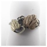 Tri-Tone Leaf Sterling Silver Ring. Size 5.25 - 5.5.