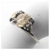 Tri-Tone Leaf Sterling Silver Ring. Size 5.25 - 5.5.