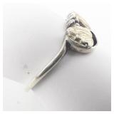 Tri-Tone Leaf Sterling Silver Ring. Size 5.25 - 5.5.
