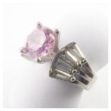 Pink & White CZ sterling Silver Ring. Size 8 - 8.25.