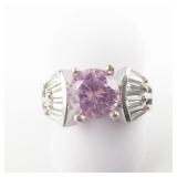 Pink & White CZ sterling Silver Ring. Size 8 - 8.25.