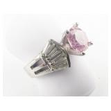 Pink & White CZ sterling Silver Ring. Size 8 - 8.25.