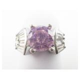 Pink & White CZ sterling Silver Ring. Size 8 - 8.25.