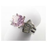 Pink & White CZ sterling Silver Ring. Size 8 - 8.25.