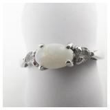 AVON White Fire Opal Sterling Silver Ring. Size 6.