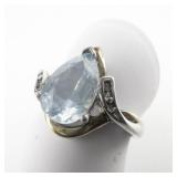 Richline Sky Blue Topaz & Diamond (?) Accented Sterling And 10K Yellow Gold Ring. Size 7.