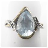 Richline Sky Blue Topaz & Diamond (?) Accented Sterling And 10K Yellow Gold Ring. Size 7.