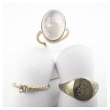 Group Of 3 Base Metal Rings. Size 4-4.5.