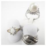 Group Of 3 Base Metal Rings. Size 8 - 8.25.