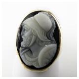 Onyx Soldier Cameo 14K Ring. Size 5.25 - 5.5.
