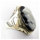 Onyx Soldier Cameo 14K Ring. Size 5.25 - 5.5.