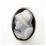 Onyx Soldier Cameo 14K Ring. Size 5.25 - 5.5.