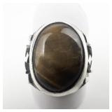 Rafel Melendez Oval Tiger Eye Sterling Silver Ring. Size 7.75 - 8.