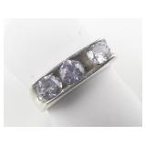Taxco, Mexico 3 Stone (CZ?) Channel Set Sterling Silver Ring. Size 4.75 - 5.