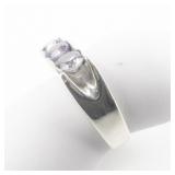 Taxco, Mexico 3 Stone (CZ?) Channel Set Sterling Silver Ring. Size 4.75 - 5.