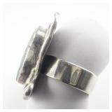 Large Oval Cut Roman Glass ***Israel***Sterling Silver Ring. Size 7.5-9.5.