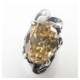 Organic Oval Cut Citrine (?) Sterling Silver Ring. Size 6.25 - 6.5.