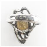Organic Oval Cut Citrine (?) Sterling Silver Ring. Size 6.25 - 6.5.