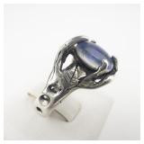 Organic Round Cut Opal Triplet Sterling Silver Ring. Size 5 - 5.25.