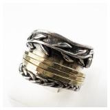 PAZ Israel Citrine Vine, Spinner Sterling Silver Ring. Size 6.75 - 7.