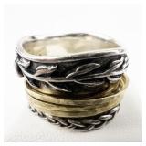 PAZ Israel Citrine Vine, Spinner Sterling Silver Ring. Size 6.75 - 7.