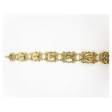 Art/Mode Art Fleur De Lis Yellow Plated Base Metal Panel Bracelet.