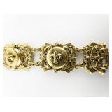 Art/Mode Art Fleur De Lis Yellow Plated Base Metal Panel Bracelet.