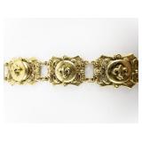 Art/Mode Art Fleur De Lis Yellow Plated Base Metal Panel Bracelet.