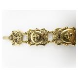 Art/Mode Art Fleur De Lis Yellow Plated Base Metal Panel Bracelet.