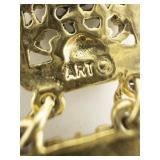Art/Mode Art Fleur De Lis Yellow Plated Base Metal Panel Bracelet.